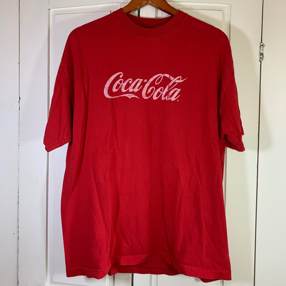 Coca-Cola T Shirt Graphic Print Vtg Style Soft Cotton Red Large Classic Retro